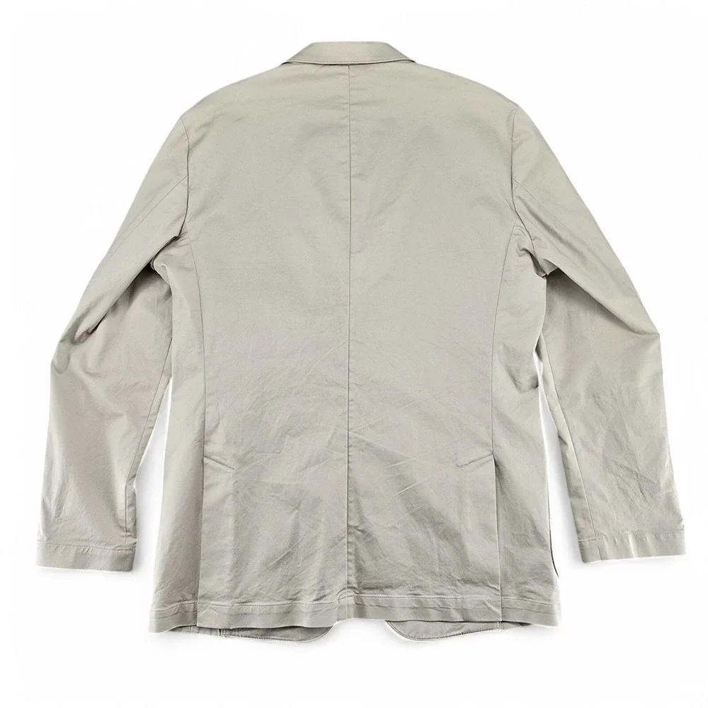 Nordstrom Rack Mens Sport Coat Blazer 42L Trim Fit Beige Cotton Canvas Solid
